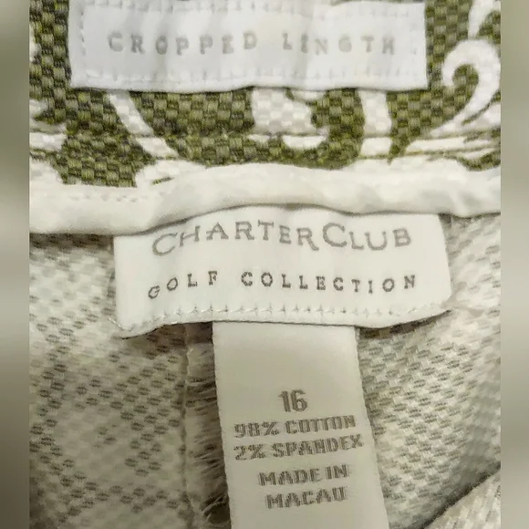 Olive Green Print Crop Pants sz 16 - Picture 10 of 10